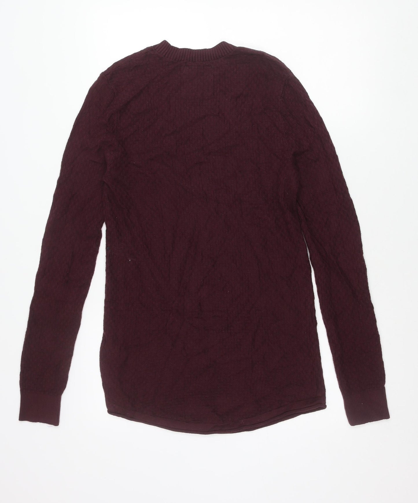 Hollister Men’s Purple Small Crew Neck Cable-Knit Jumper