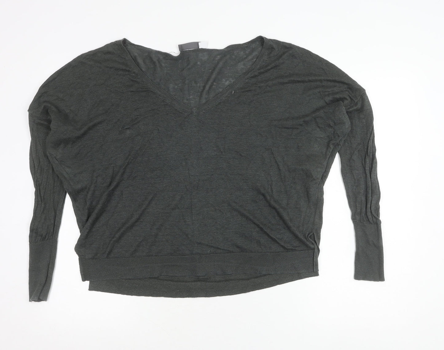 Mint Velvet Women’s Grey Size 16 V-Neck Long Sleeve Pullover Jumper