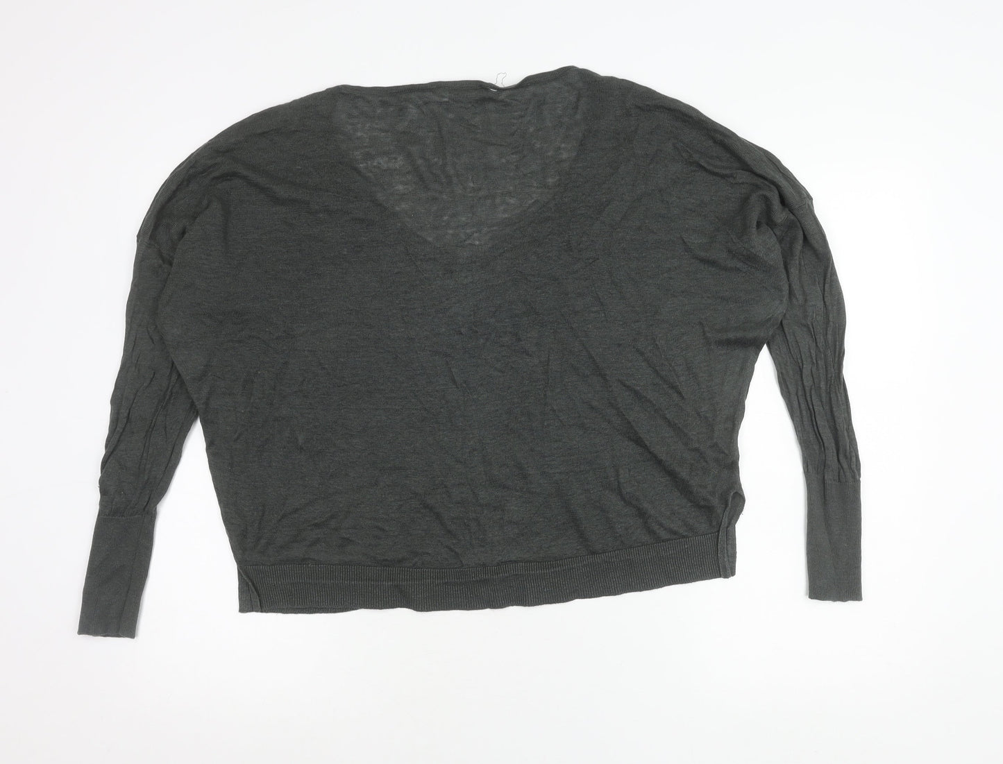 Mint Velvet Women’s Grey Size 16 V-Neck Long Sleeve Pullover Jumper