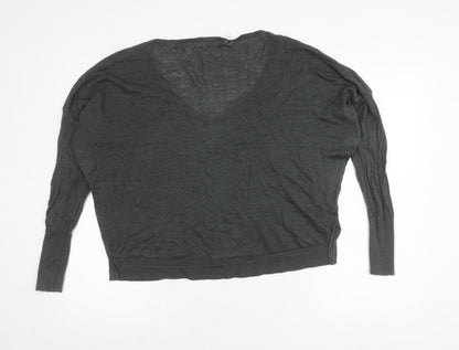 Mint Velvet Women’s Grey Size 16 V-Neck Long Sleeve Pullover Jumper