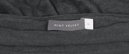 Mint Velvet Women’s Grey Size 16 V-Neck Long Sleeve Pullover Jumper
