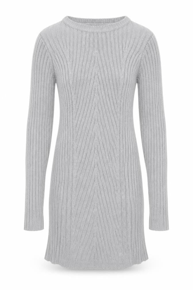 Brave Soul Womens Grey Knit Tunic Jumper Size M 14 Crew Neck Long Sleeve