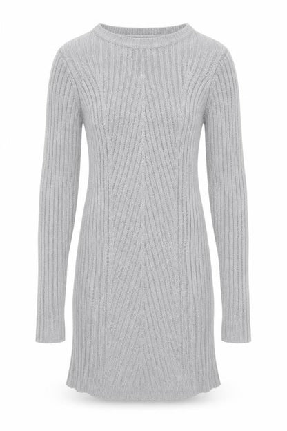Brave Soul Womens Grey Knit Tunic Jumper Size M 14 Crew Neck Long Sleeve