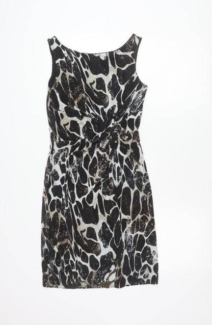 Lakeland Women’s Black Animal Print Sheath Dress Size 10 Sleeveless