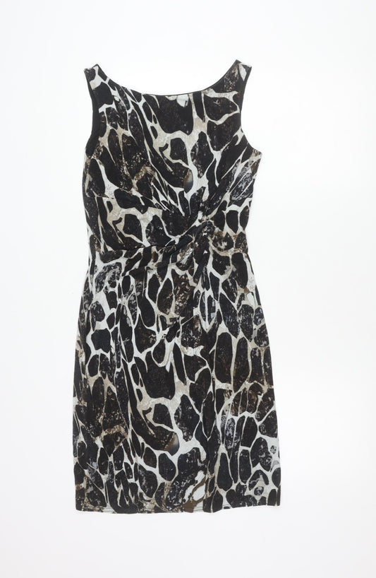 Lakeland Women’s Black Animal Print Sheath Dress Size 10 Sleeveless