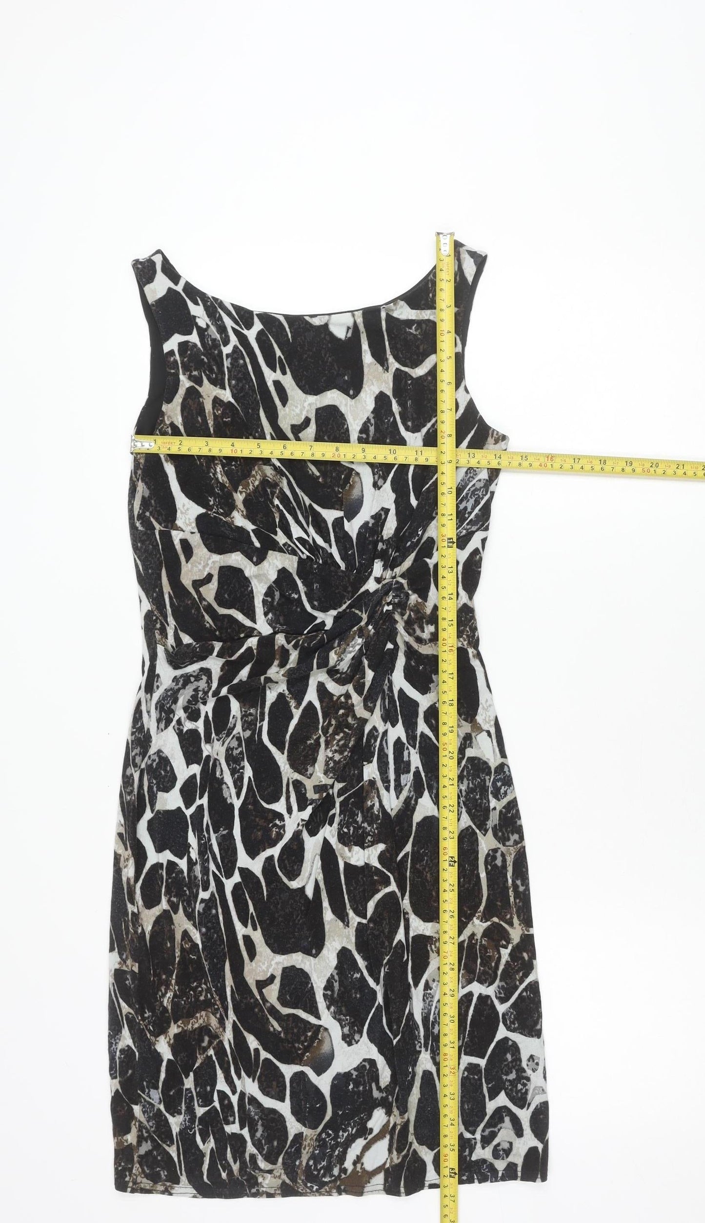 Lakeland Women’s Black Animal Print Sheath Dress Size 10 Sleeveless