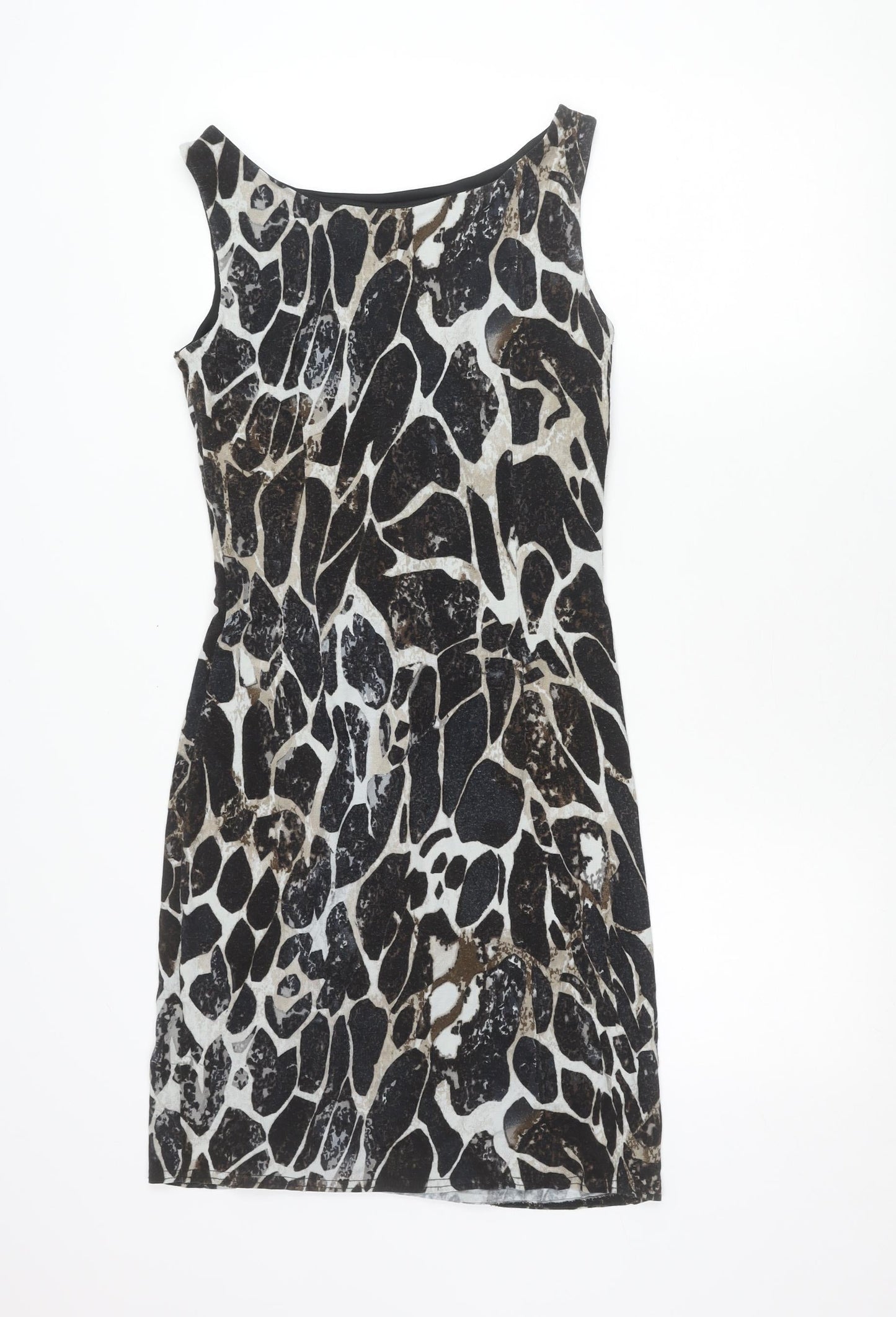 Lakeland Women’s Black Animal Print Sheath Dress Size 10 Sleeveless