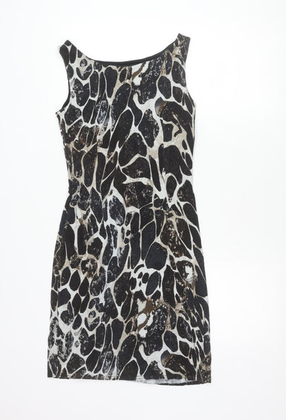 Lakeland Women’s Black Animal Print Sheath Dress Size 10 Sleeveless