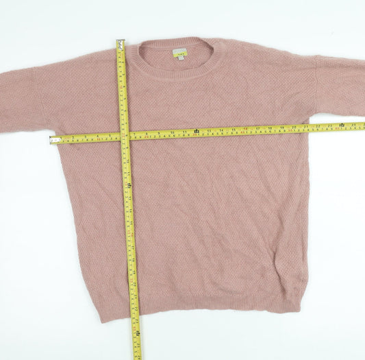 Hobbs Women Pink Angora Blend Crew Neck Jumper Size 6