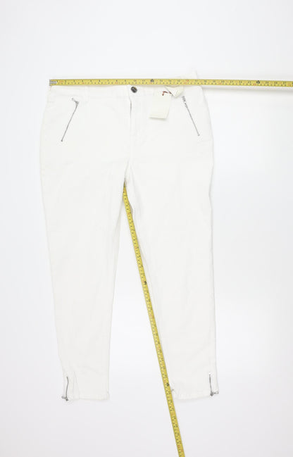 F&F Womens White Skinny Jeans Size 16 Regular Denim Ankle Zip