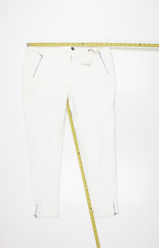 F&F Womens White Skinny Jeans Size 16 Regular Denim Ankle Zip