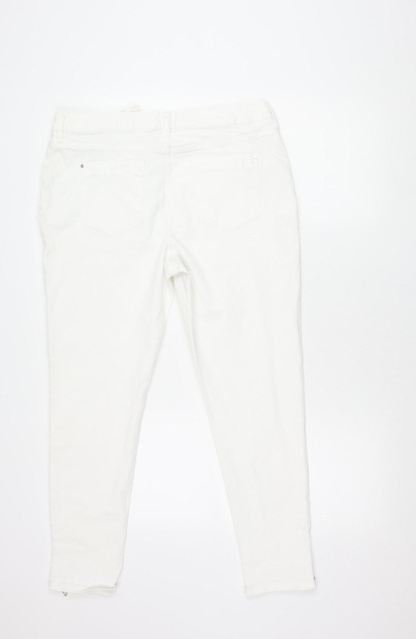 F&F Womens White Skinny Jeans Size 16 Regular Denim Ankle Zip