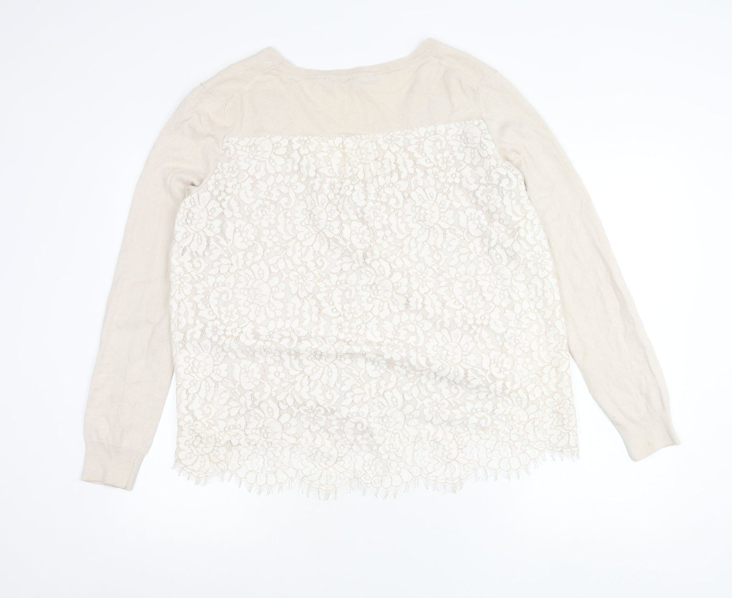 Womens UK Size XL French Connection Beige Cardigan Jumper