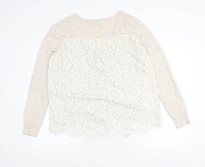 Womens UK Size XL French Connection Beige Cardigan Jumper