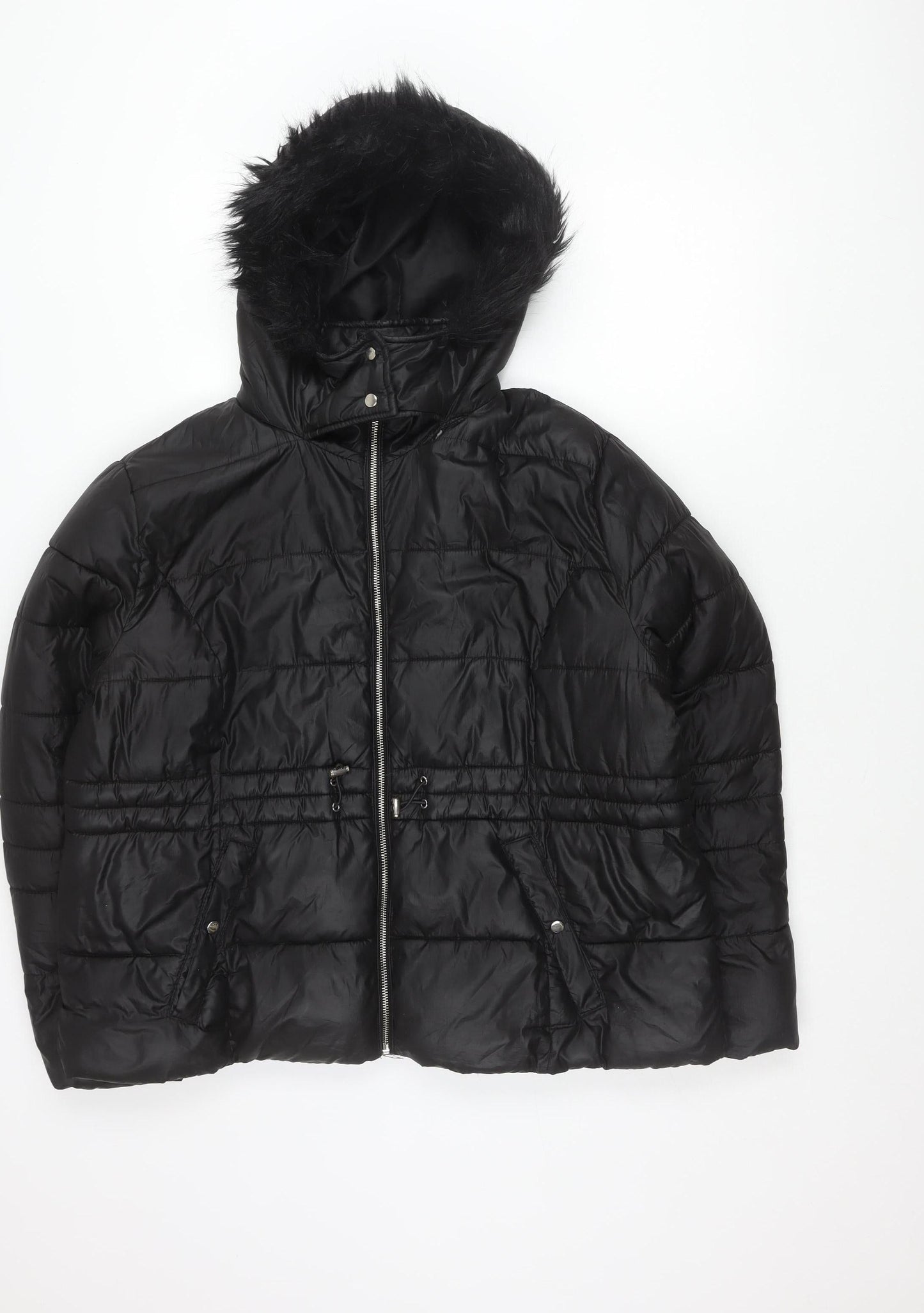 Primark Womens Black XL Puffer Jacket Hooded Quilted Winter Coat