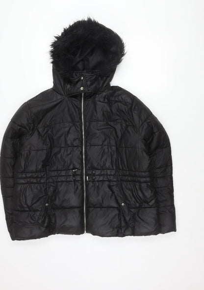 Primark Womens Black XL Puffer Jacket Hooded Quilted Winter Coat