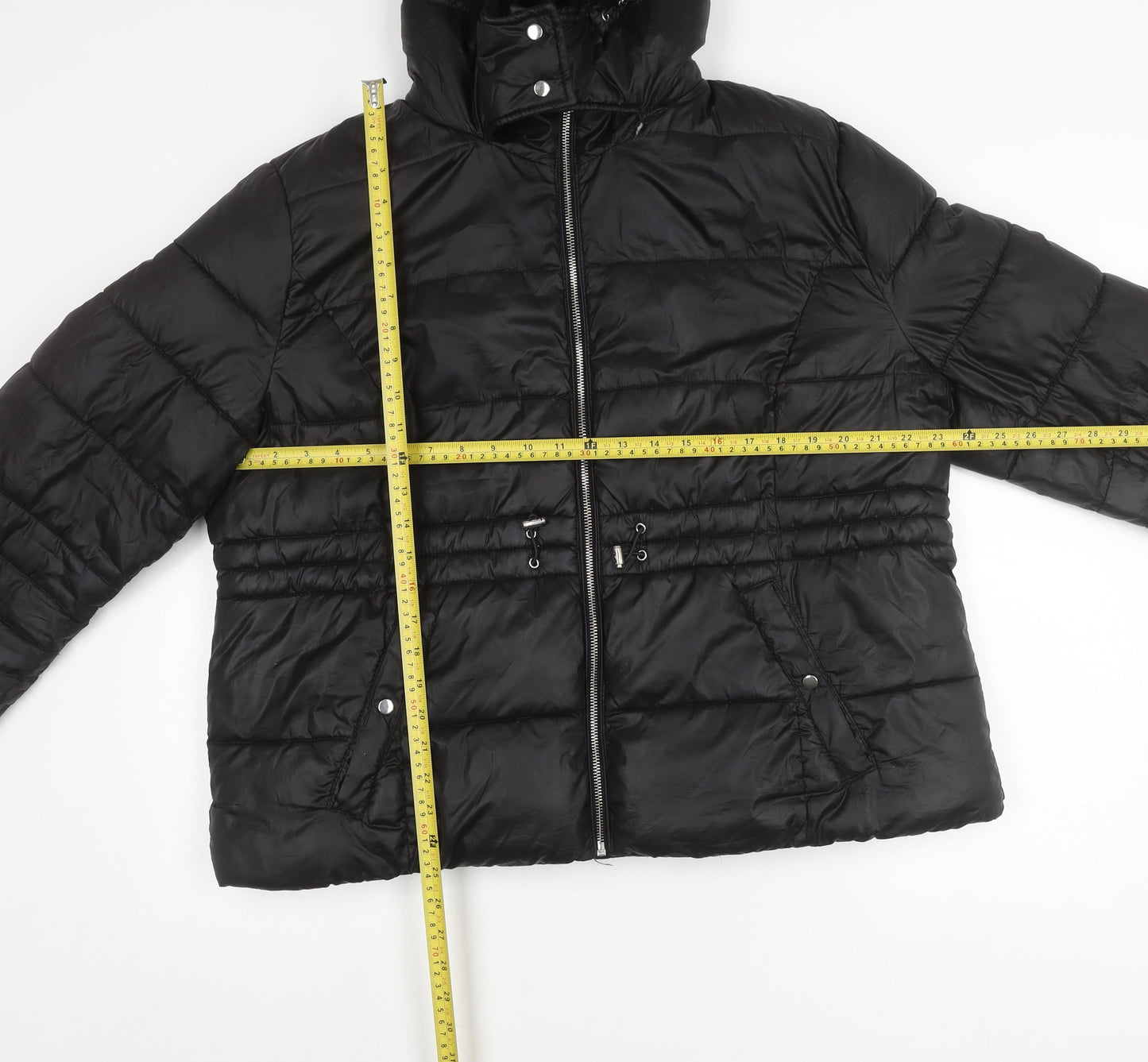 Primark Womens Black XL Puffer Jacket Hooded Quilted Winter Coat