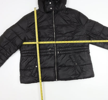 Primark Womens Black XL Puffer Jacket Hooded Quilted Winter Coat