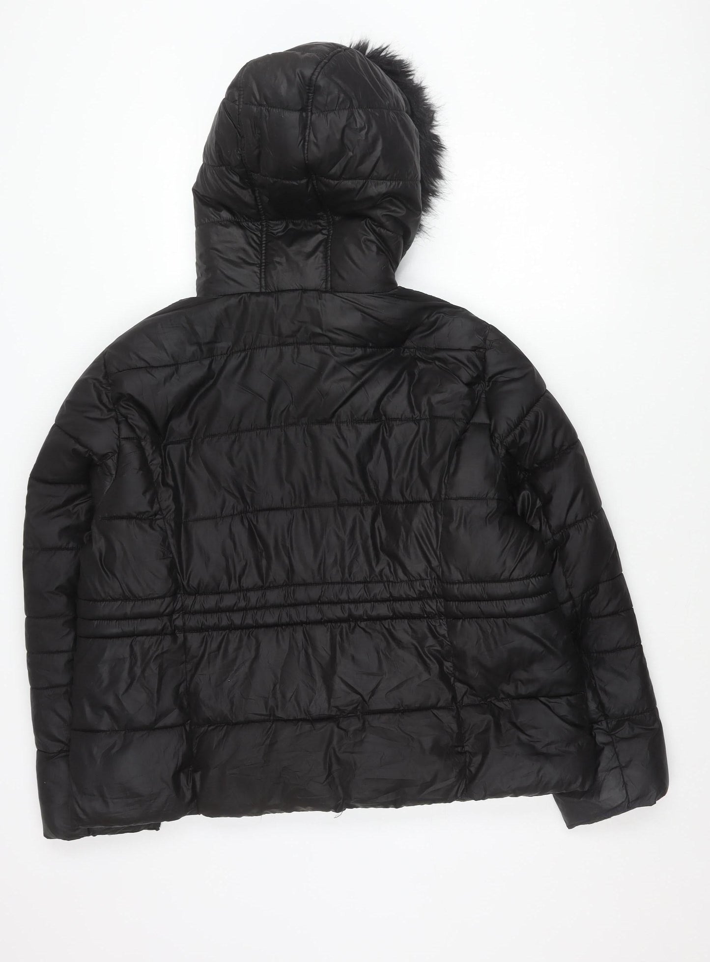 Primark Womens Black XL Puffer Jacket Hooded Quilted Winter Coat