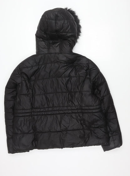 Primark Womens Black XL Puffer Jacket Hooded Quilted Winter Coat