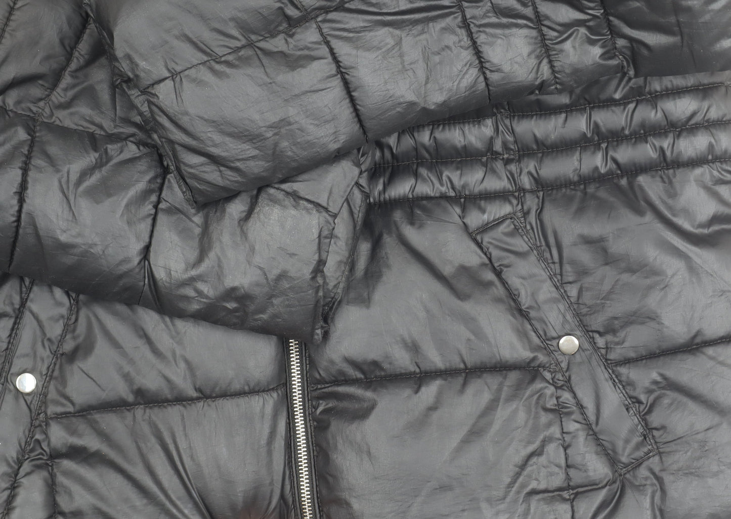 Primark Womens Black XL Puffer Jacket Hooded Quilted Winter Coat