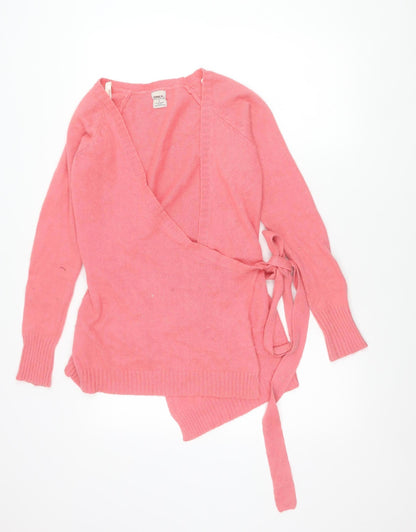 ONLY Womens Pink V-Neck Belted Cardigan Jumper Size M