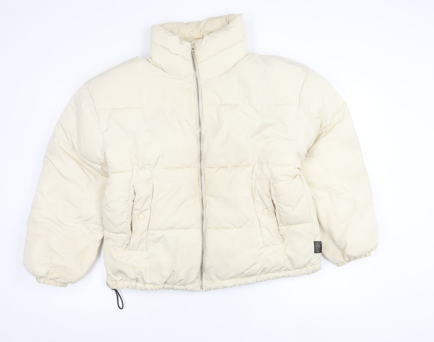 Pull&Bear Womens Ivory Puffer Jacket Size 12 Polyester Casual Winter