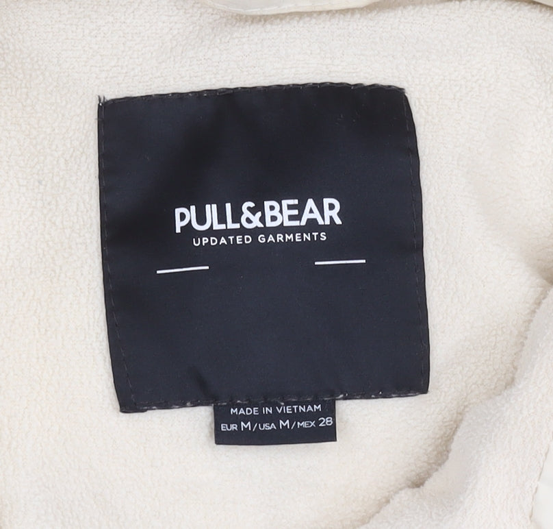 Pull&Bear Womens Ivory Puffer Jacket Size 12 Polyester Casual Winter