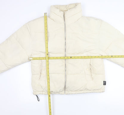 Pull&Bear Womens Ivory Puffer Jacket Size 12 Polyester Casual Winter