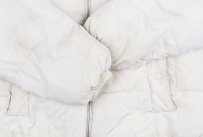 Pull&Bear Womens Ivory Puffer Jacket Size 12 Polyester Casual Winter