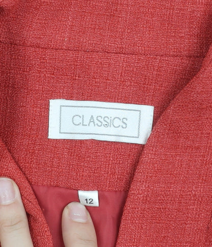 Classics Womens Red Size 12 Tailored Two-Button Suit Jacket