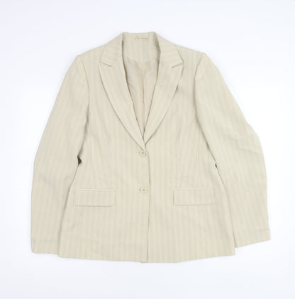 Dorothy Perkins Women’s Beige Pinstripe Blazer Size 14 Tailored Work Jacket
