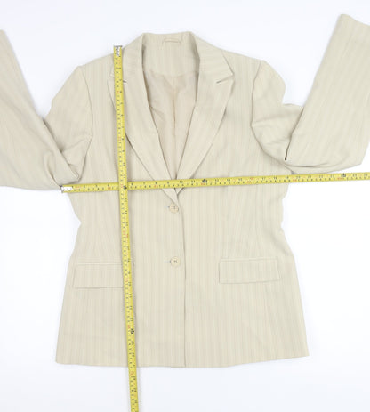 Dorothy Perkins Women’s Beige Pinstripe Blazer Size 14 Tailored Work Jacket