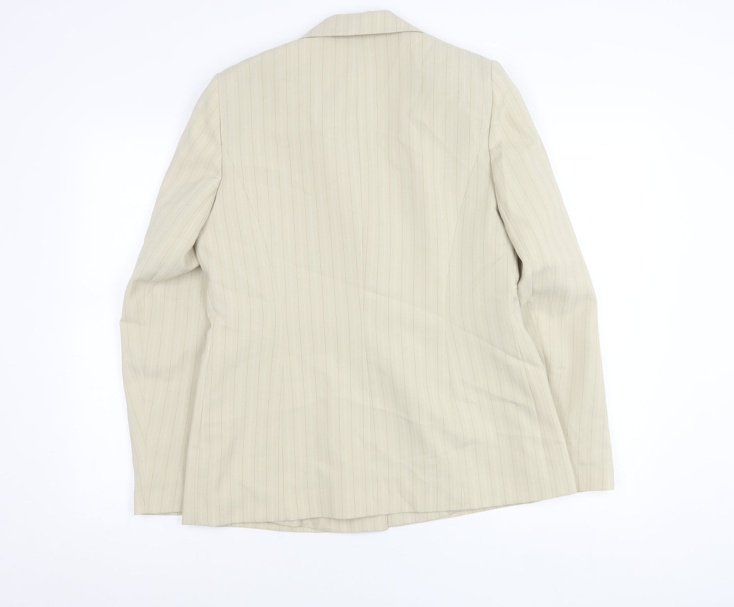 Dorothy Perkins Women’s Beige Pinstripe Blazer Size 14 Tailored Work Jacket