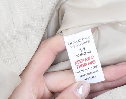 Dorothy Perkins Women’s Beige Pinstripe Blazer Size 14 Tailored Work Jacket