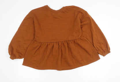 Womens UK Size S Zara Brown Tunic Jumper