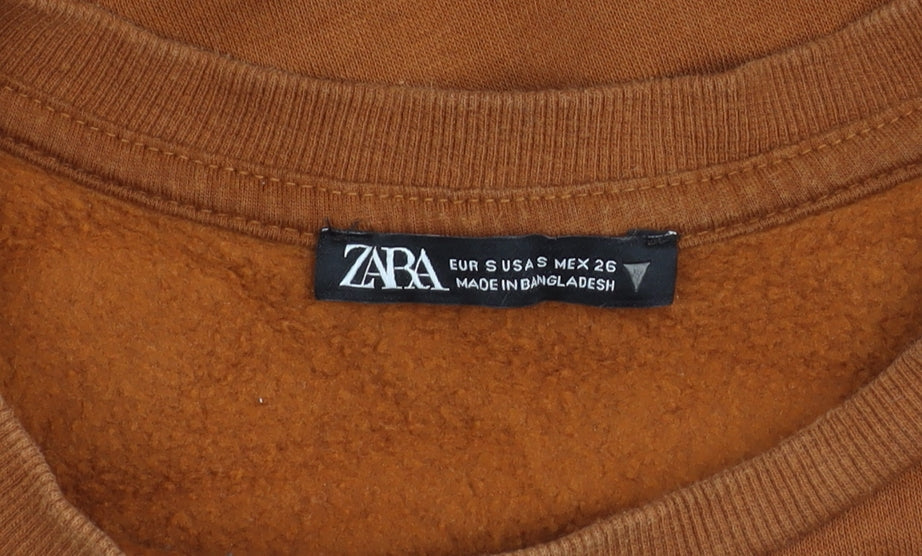 Womens UK Size S Zara Brown Tunic Jumper