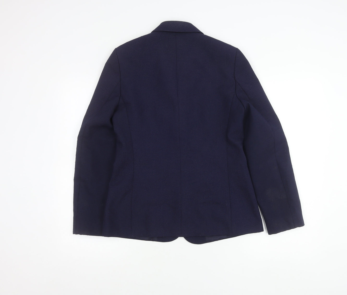 St Michael Womens Blue Size 12 Wool Blend Blazer Jacket Classic Workwear