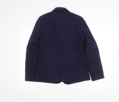 St Michael Womens Blue Size 12 Wool Blend Blazer Jacket Classic Workwear