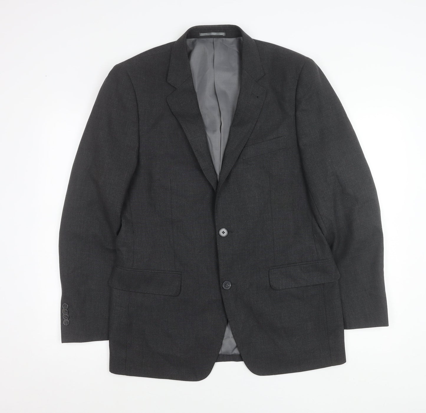 F&F Men’s Grey 38R Blazer Jacket Two-Button Notch Lapel Formal