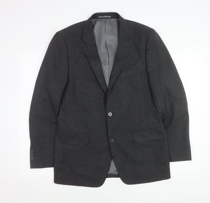 F&F Men’s Grey 38R Blazer Jacket Two-Button Notch Lapel Formal