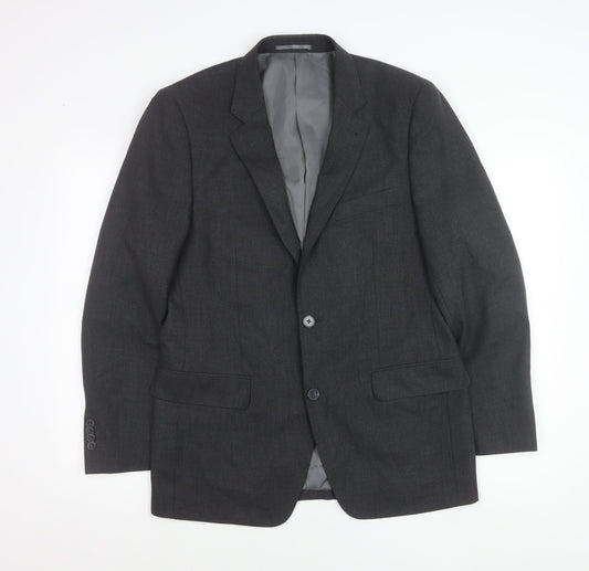 F&F Men’s Grey 38R Blazer Jacket Two-Button Notch Lapel Formal