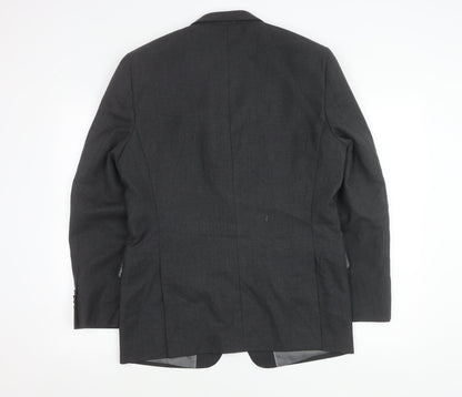 F&F Men’s Grey 38R Blazer Jacket Two-Button Notch Lapel Formal