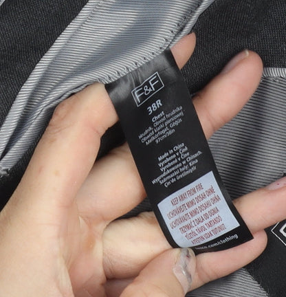 F&F Men’s Grey 38R Blazer Jacket Two-Button Notch Lapel Formal