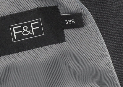 F&F Men’s Grey 38R Blazer Jacket Two-Button Notch Lapel Formal