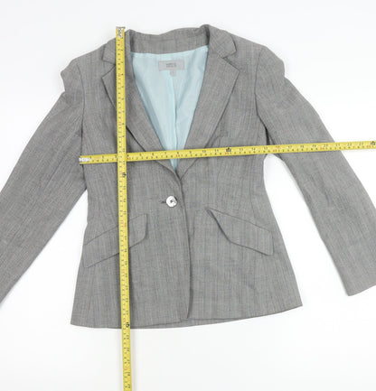 Marks and Spencer Women Grey Pinstripe Petite Suit Jacket Size 8P