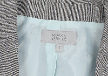 Marks and Spencer Women Grey Pinstripe Petite Suit Jacket Size 8P