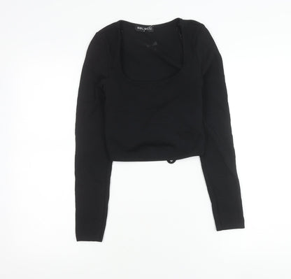 Womens UK Size S Select Black Cropped Wrap Blouse