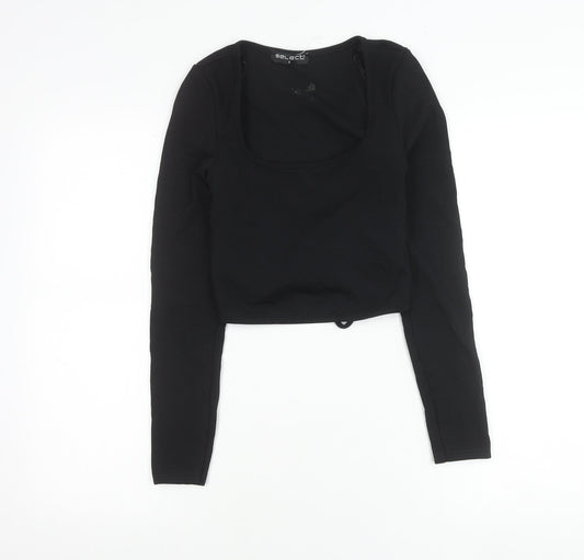 Womens UK Size S Select Black Cropped Wrap Blouse