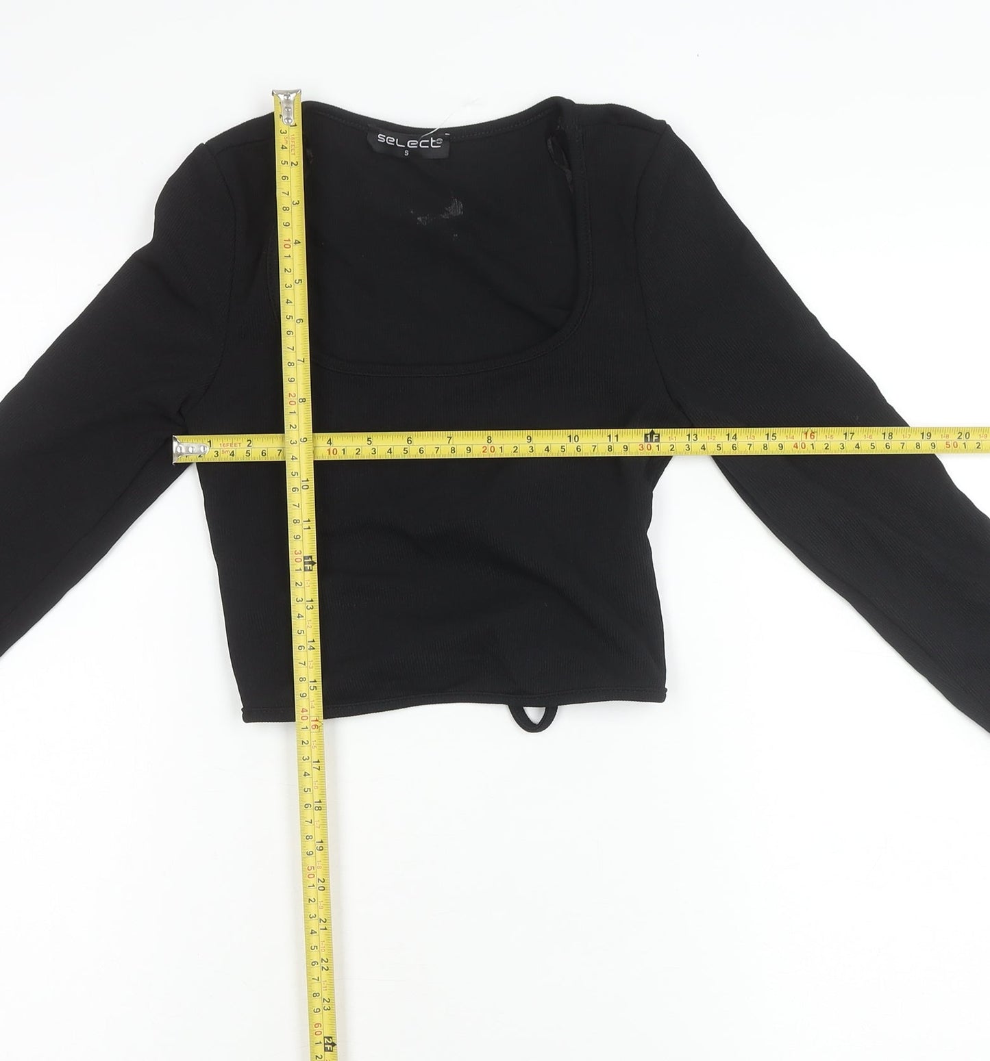 Womens UK Size S Select Black Cropped Wrap Blouse